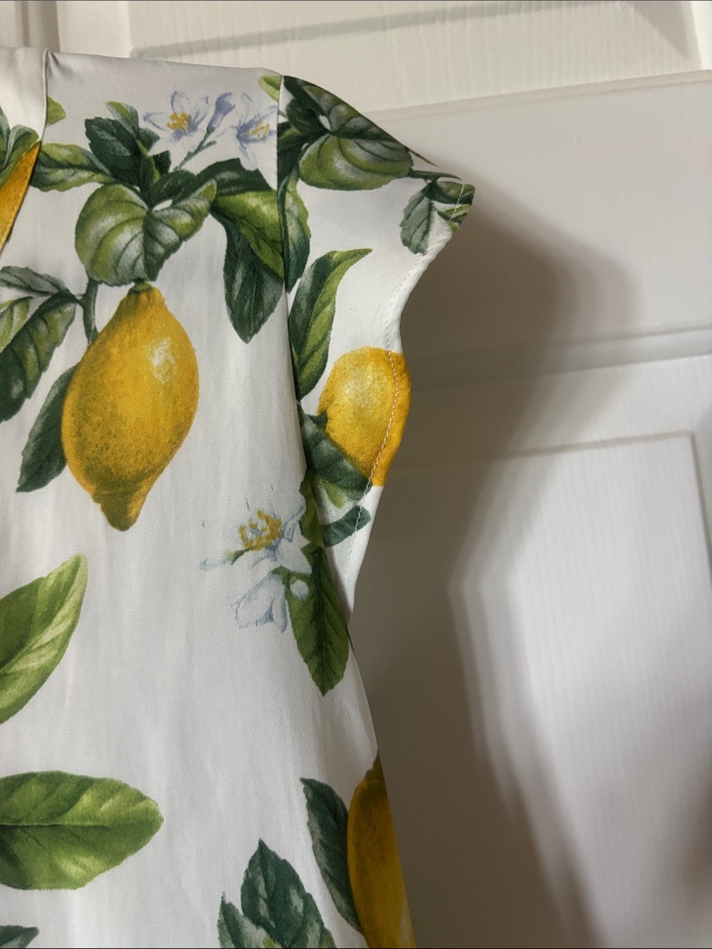 cupcakes & cashmere White Lemon-Print V-Neck Blouse - Picture 4 of 6